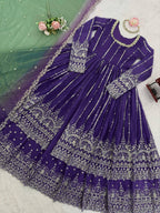 Prazu Fashion Blue Georgette Sequins Lehenga Style Wedding Suit - Distacart