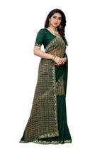 Vamika Green Georgette Lace Work Saree (Prachi Green)