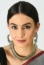 Mominos Fashion Johar Kamal Oxidised Silver-Plated Heart Design Necklace Choker Set For Women - Distacart