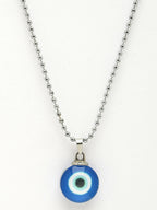 NVR Unisex Evil Eye Silver-Plated Stainless Steel Pendant with Chain