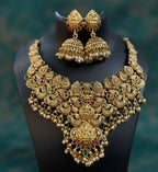 Jewel City Traditional Handcrafted Gold-Plated Temple Necklace Set