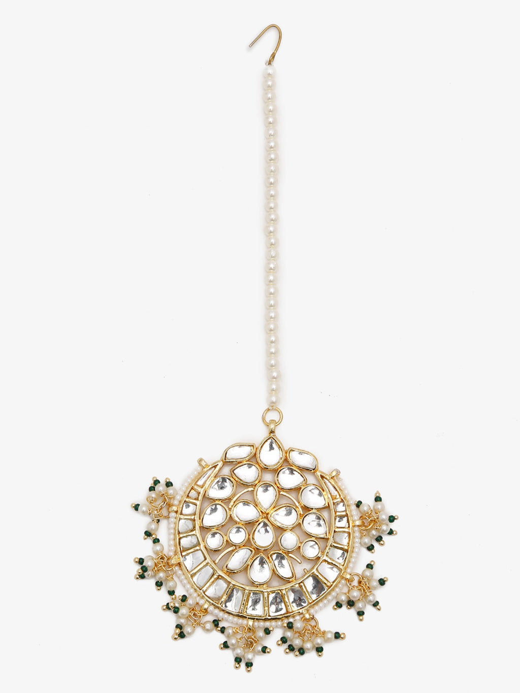 Gold Toned White Kundan Maang Tikka - Ruby Raang - Distacart