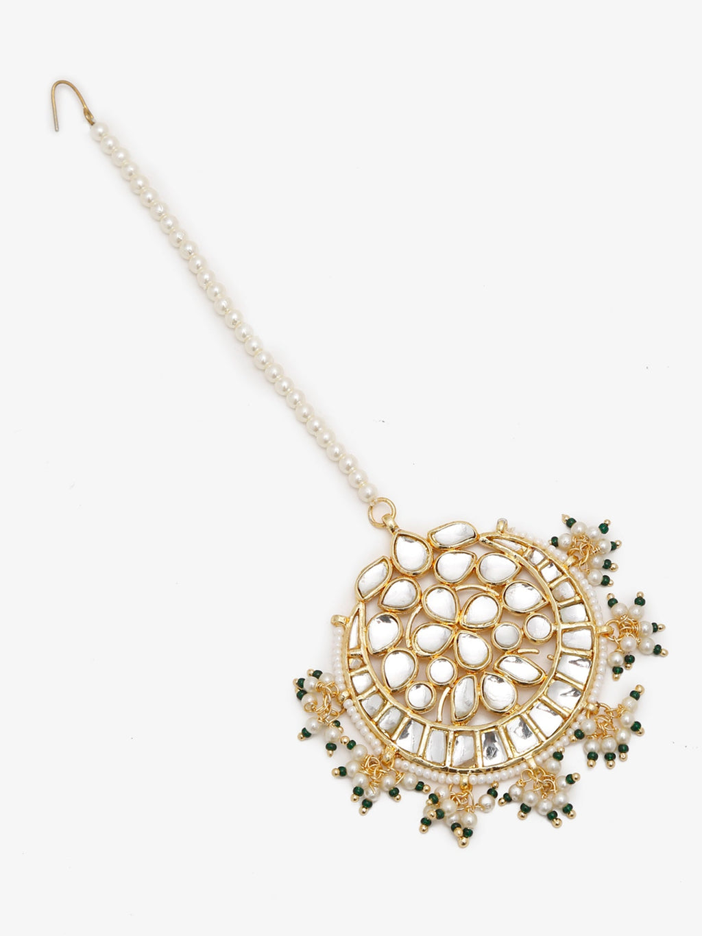 Gold Toned White Kundan Maang Tikka - Ruby Raang - Distacart
