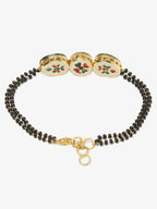 Women's Gold-Plated Black Beaded Kundan Mangalsutra Bracelet - Ruby Raang - Distacart