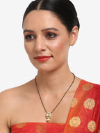 Gold-Plated Black Beaded White Kundan Studded Mangalsutra - Ruby Raang - Distacart