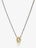 Gold-Plated Black Beaded White Kundan Studded Mangalsutra - Ruby Raang - Distacart