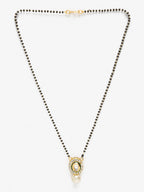 Gold-Plated Black Beaded White Kundan Studded Mangalsutra - Ruby Raang - Distacart