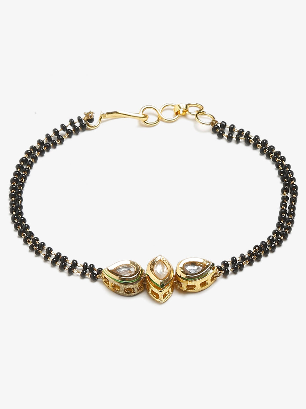Women's Black Gold-Plated Kundan Mangalsutra Bracelet - Ruby Raang - Distacart