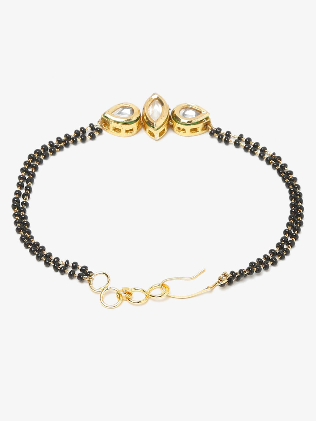 Women's Black Gold-Plated Kundan Mangalsutra Bracelet - Ruby Raang - Distacart