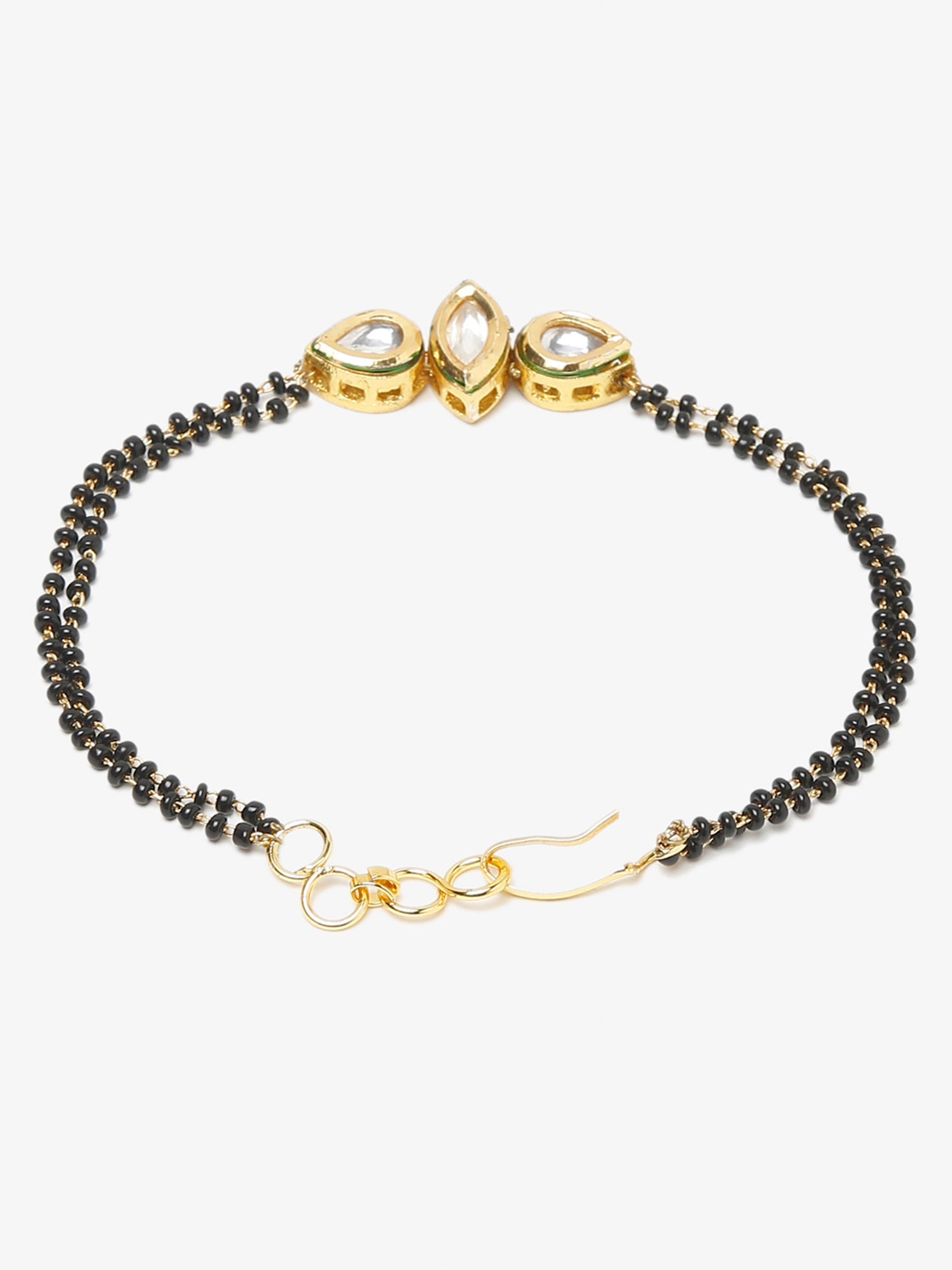 Women's Black Gold-Plated Kundan Mangalsutra Bracelet - Ruby Raang - Distacart