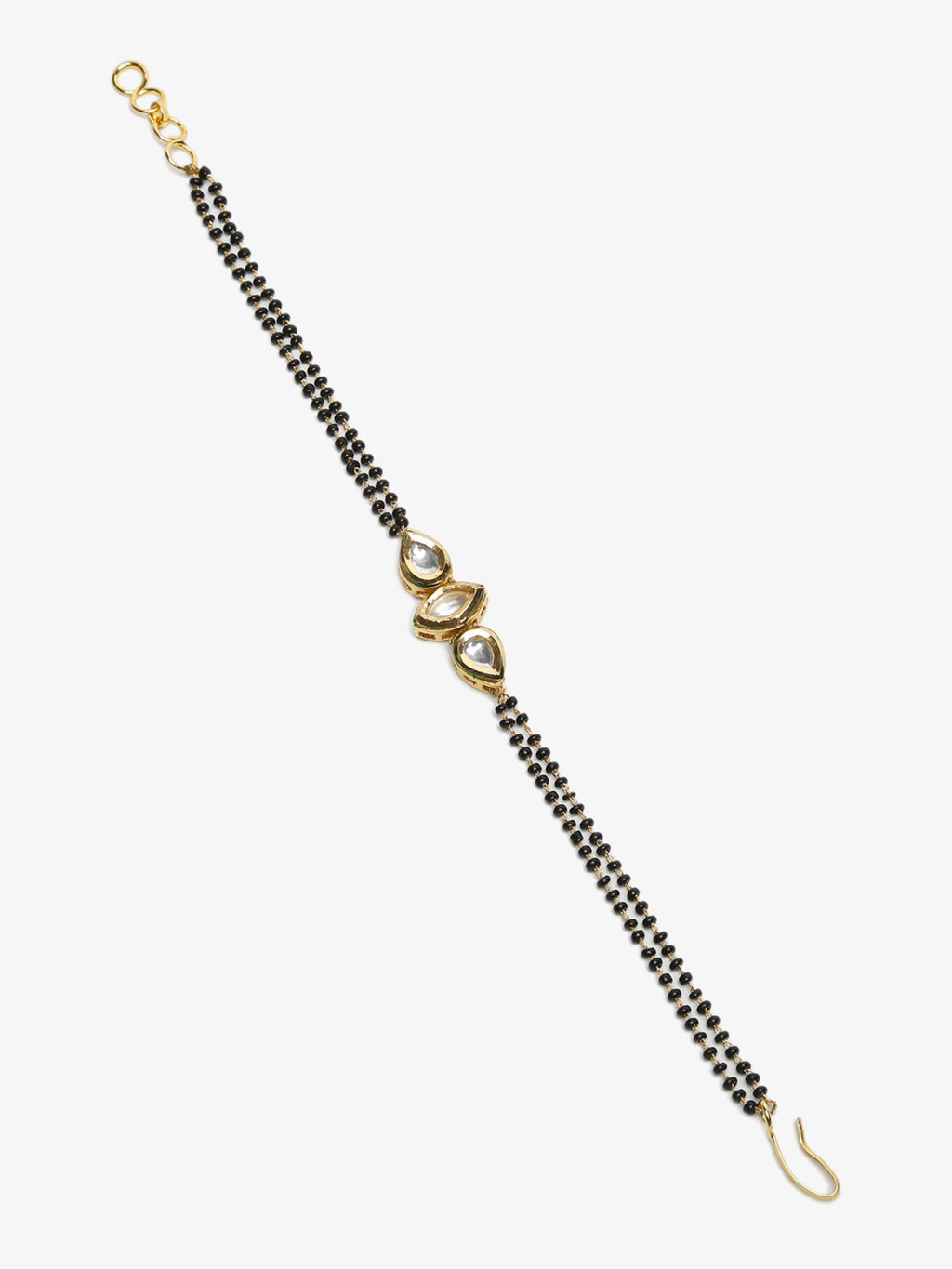 Women's Black Gold-Plated Kundan Mangalsutra Bracelet - Ruby Raang - Distacart