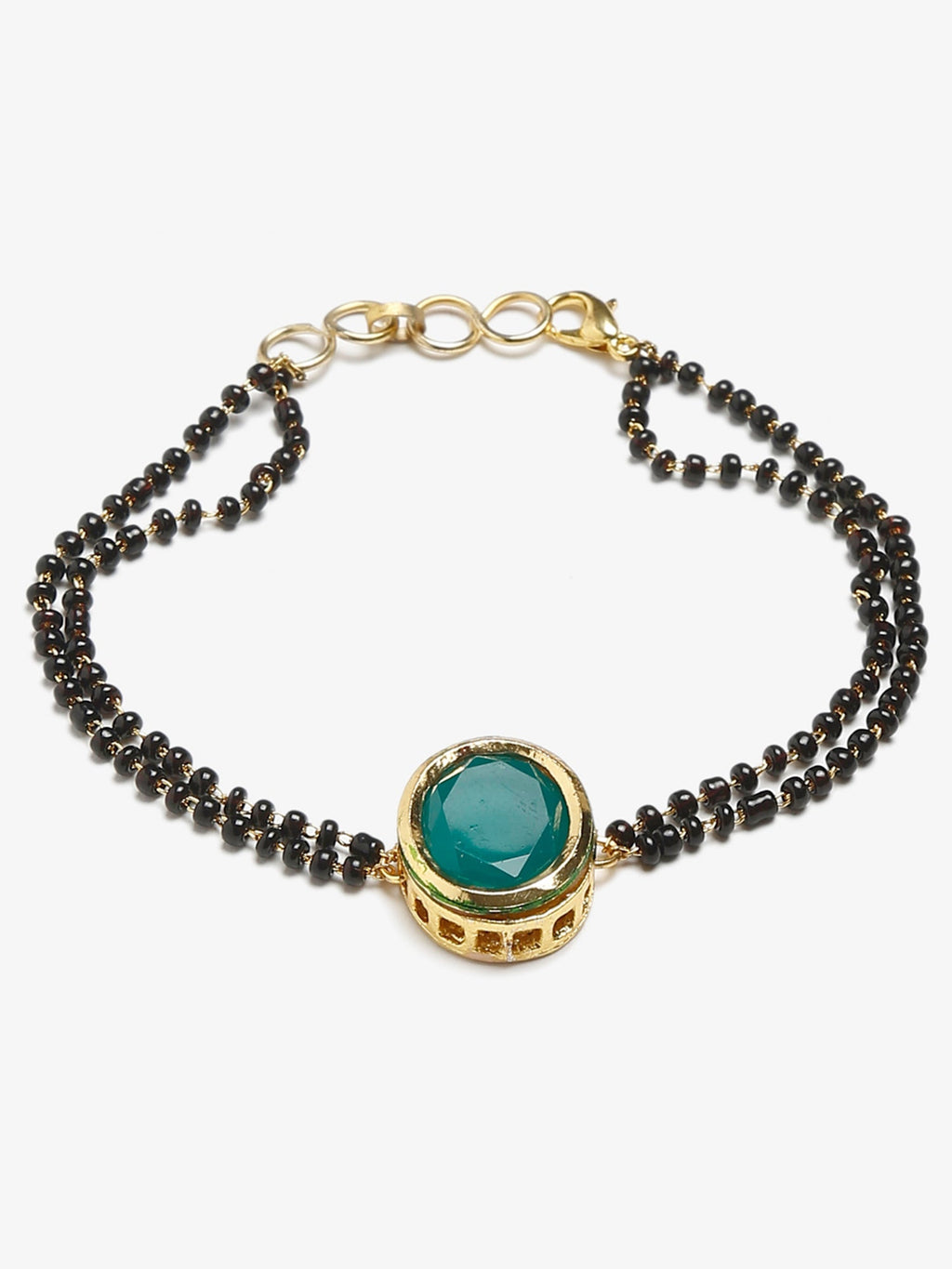 Black Gold-Plated Kundan Mangalsutra Bracelet - Ruby Raang - Distacart