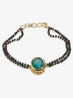 Black Gold-Plated Kundan Mangalsutra Bracelet - Ruby Raang - Distacart