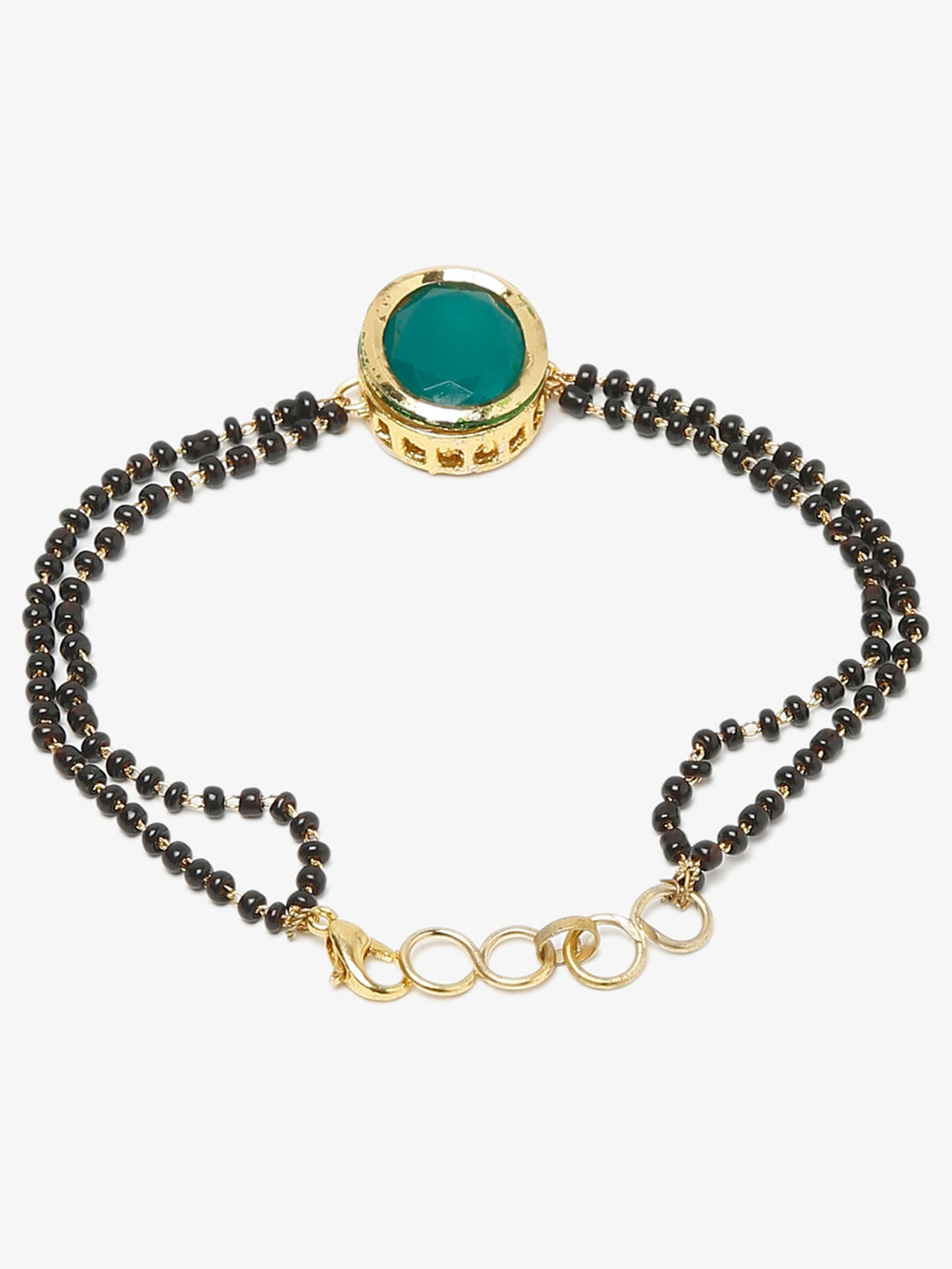 Black Gold-Plated Kundan Mangalsutra Bracelet - Ruby Raang - Distacart