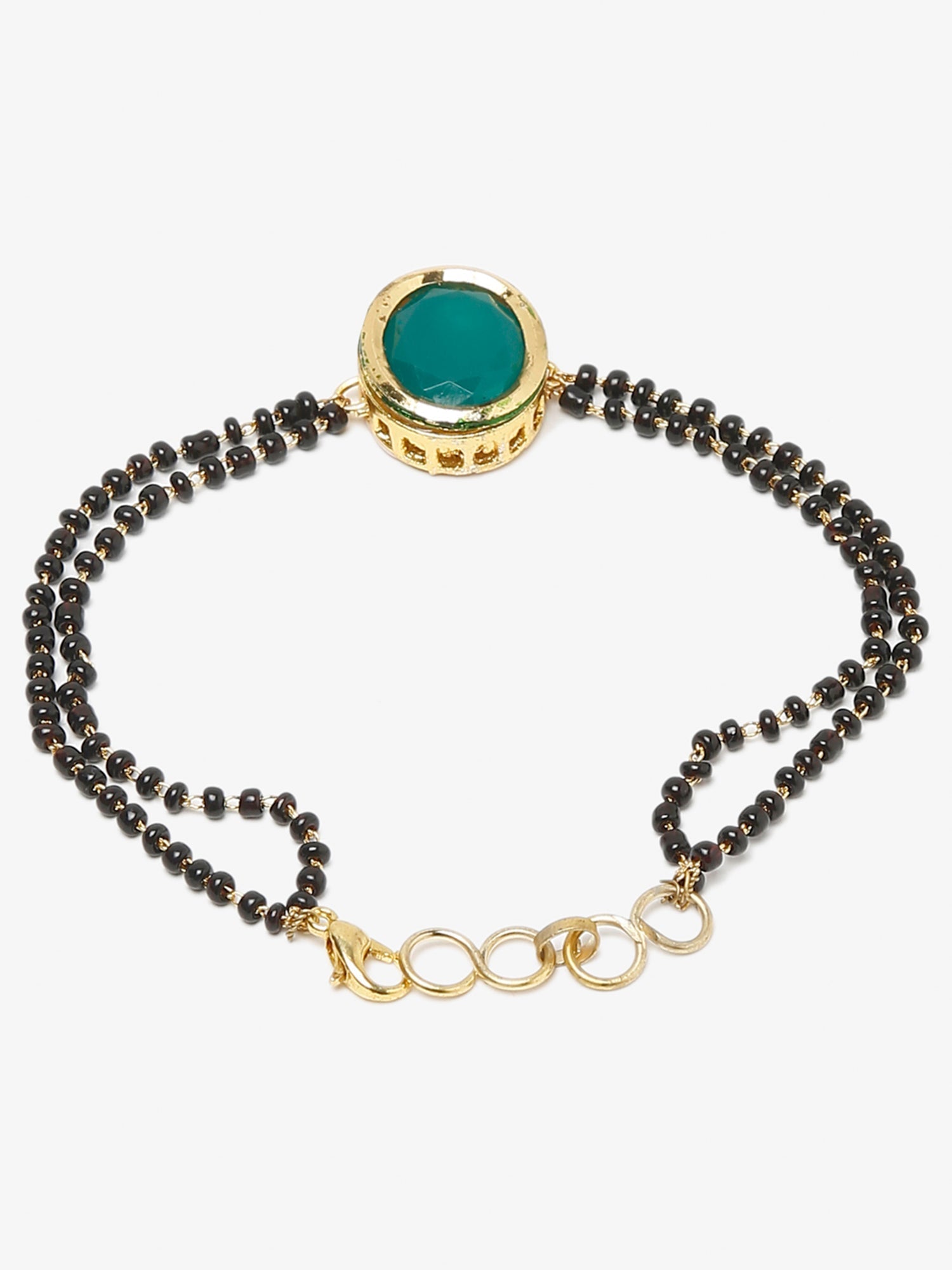 Black Gold-Plated Kundan Mangalsutra Bracelet - Ruby Raang - Distacart