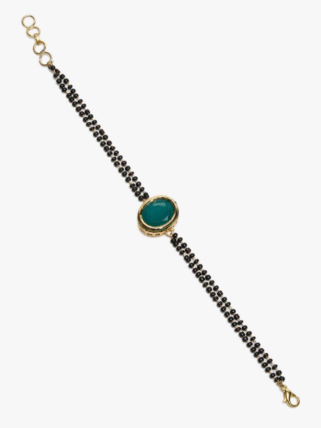 Black Gold-Plated Kundan Mangalsutra Bracelet - Ruby Raang - Distacart