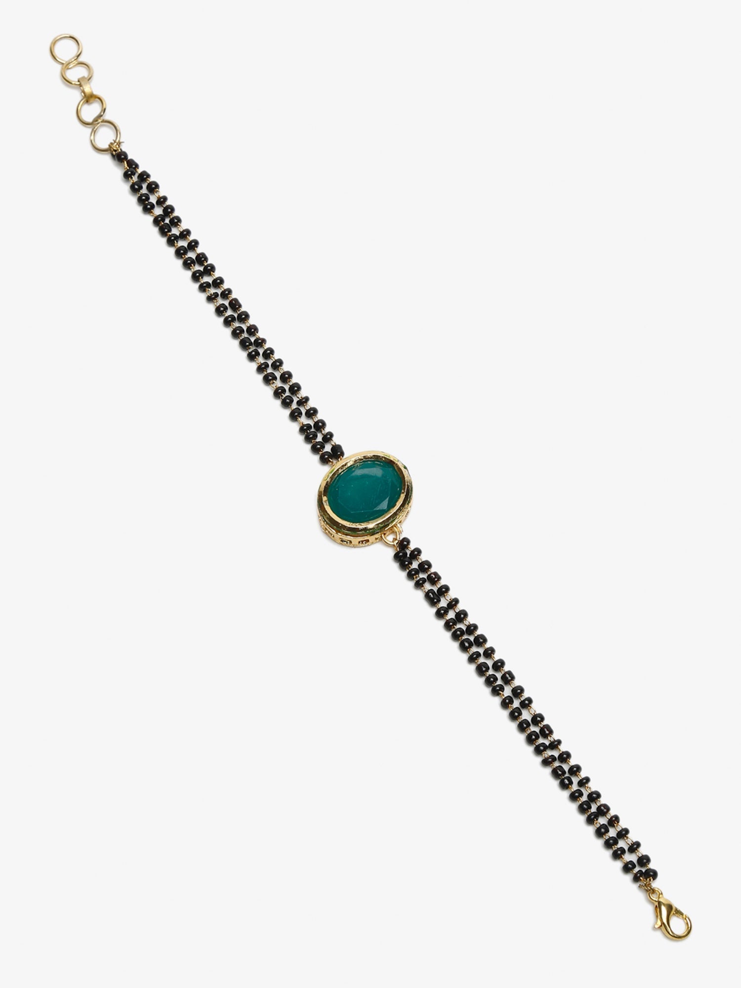 Black Gold-Plated Kundan Mangalsutra Bracelet - Ruby Raang - Distacart
