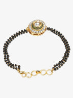 Women's Black Gold-Plated Kundan Mangalsutra Bracelet - Ruby Raang - Distacart