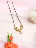 Black White Kundan Studded Mangalsutra - Ruby Raang - Distacart