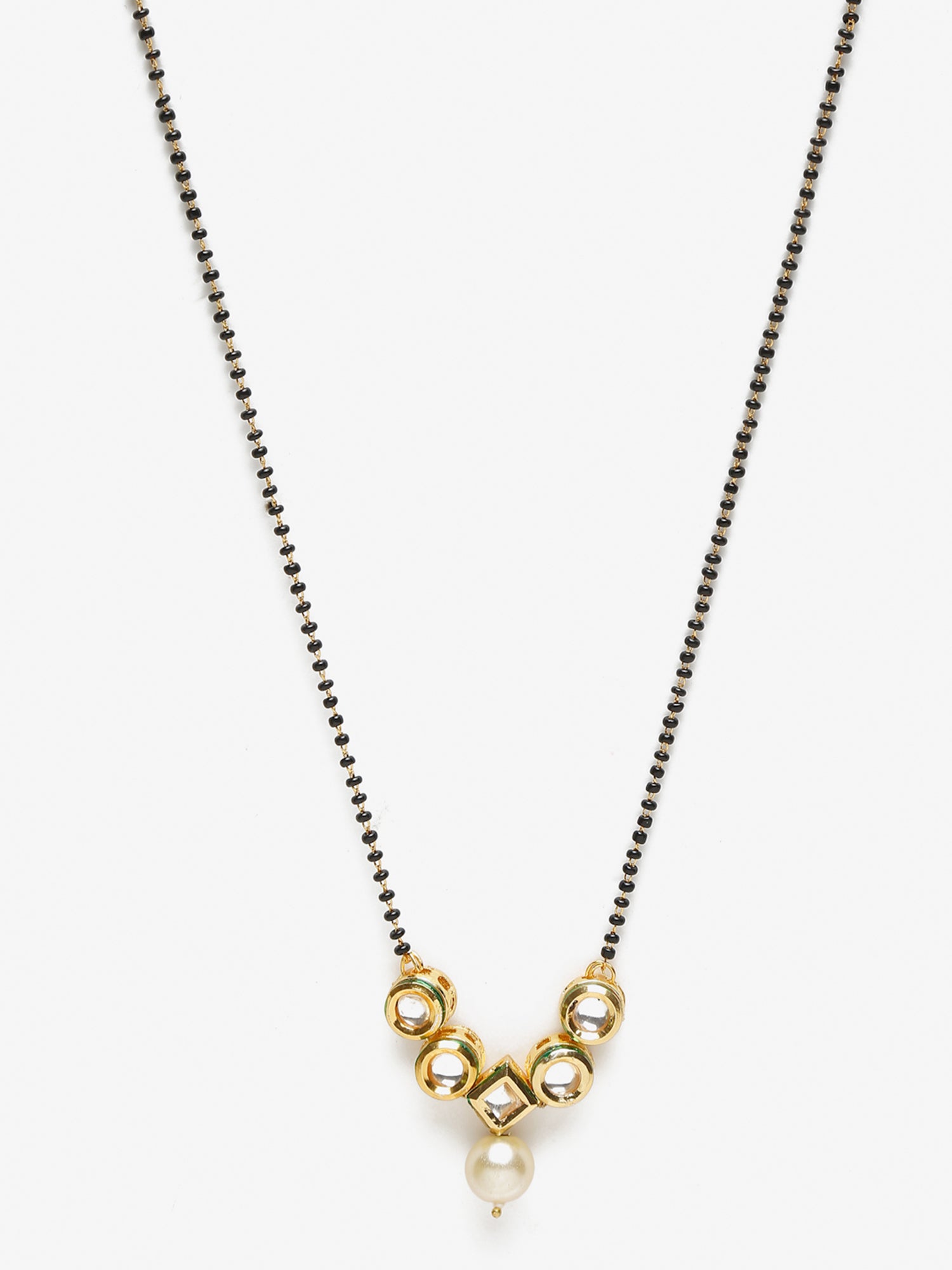Black White Kundan Studded Mangalsutra - Ruby Raang - Distacart