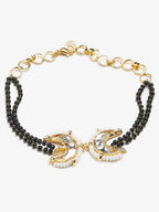 Black Gold-Toned Kundan Bracelet Mangalsutra - Ruby Raang - Distacart