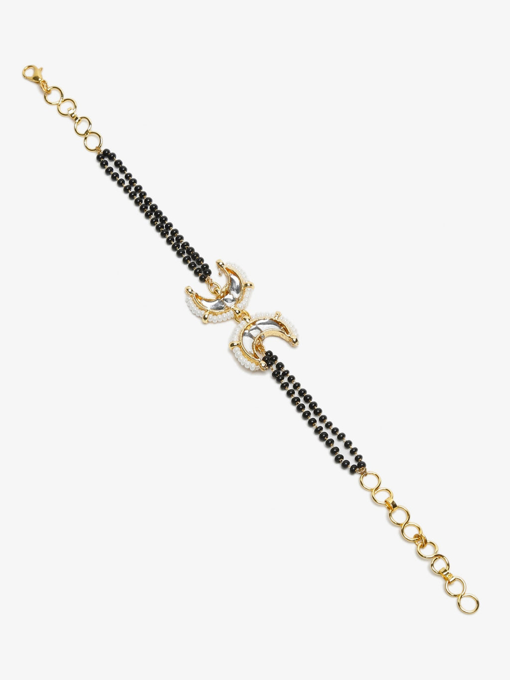 Black Gold-Toned Kundan Bracelet Mangalsutra - Ruby Raang - Distacart