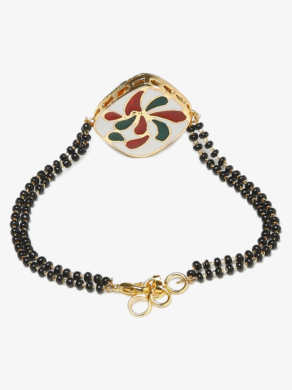 Women's Black Gold-Plated Kundan Mangalsutra Bracelet - Ruby Raang - Distacart