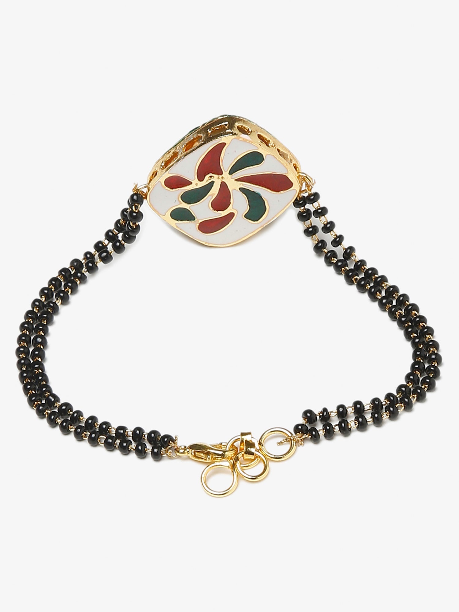 Women's Black Gold-Plated Kundan Mangalsutra Bracelet - Ruby Raang - Distacart