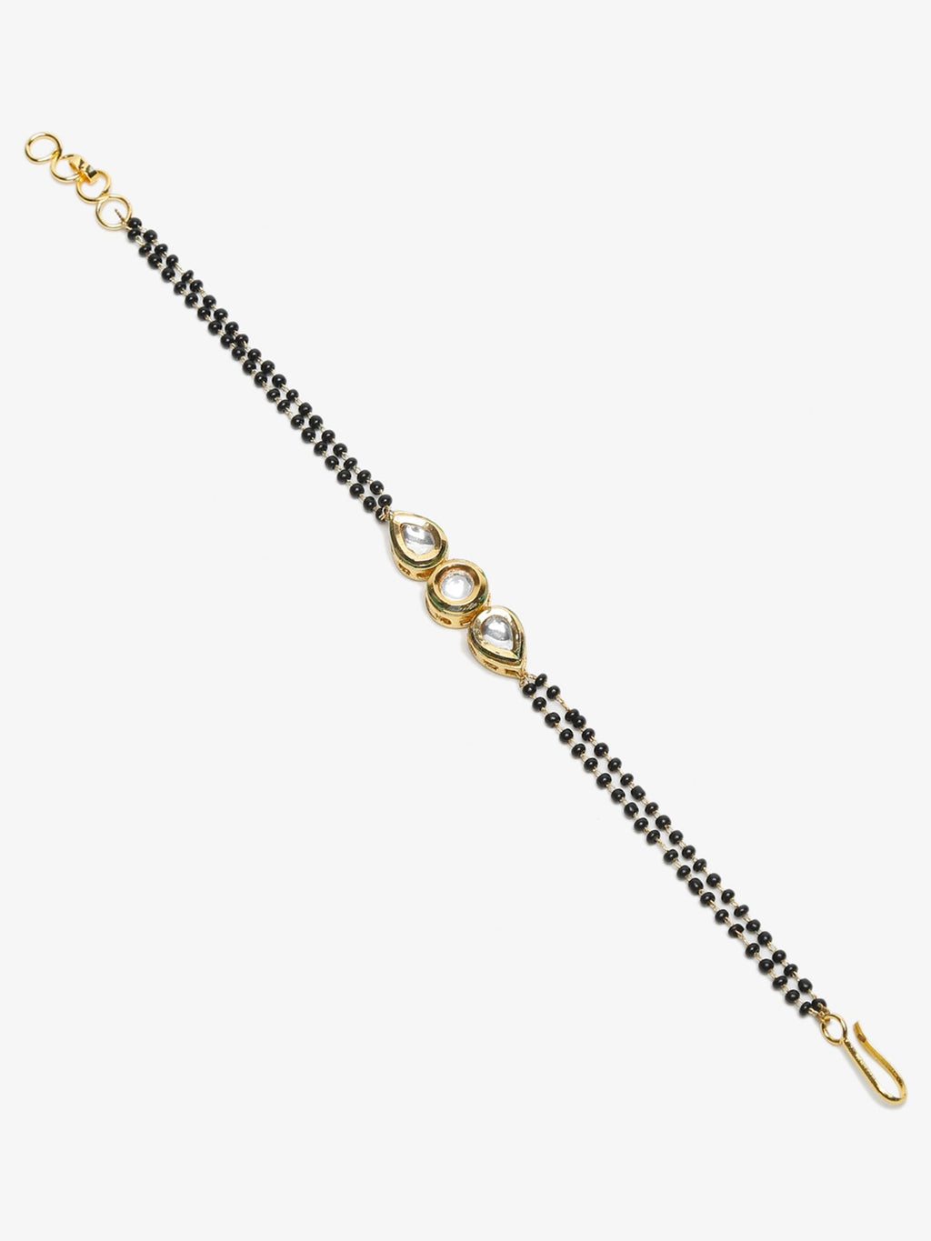 Black Gold-Toned Kundan Bracelet Mangalsutra - Ruby Raang - Distacart