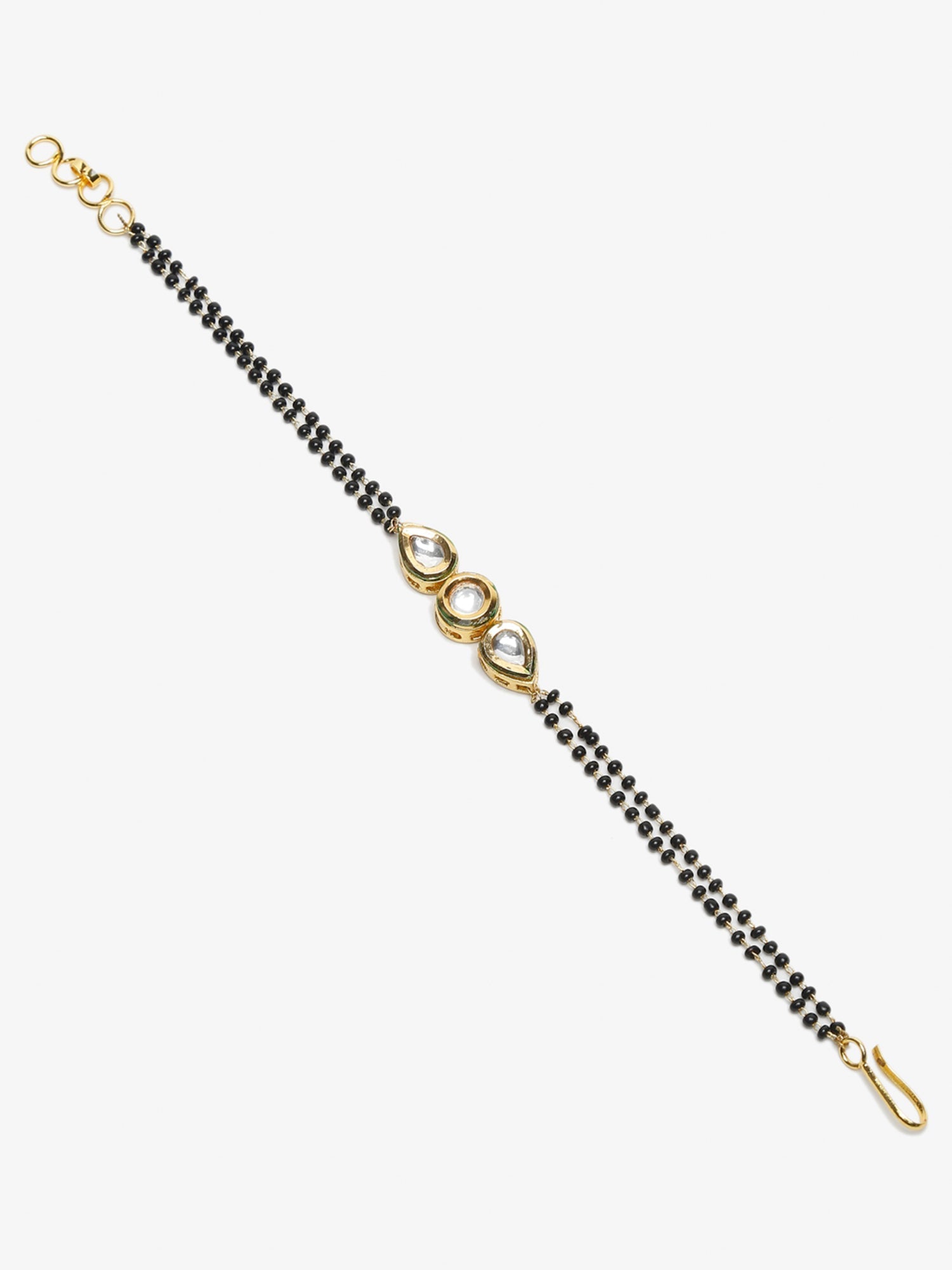 Black Gold-Toned Kundan Bracelet Mangalsutra - Ruby Raang - Distacart