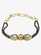 Black Gold-Plated Kundan Bracelet Mangalsutra - Ruby Raang - Distacart