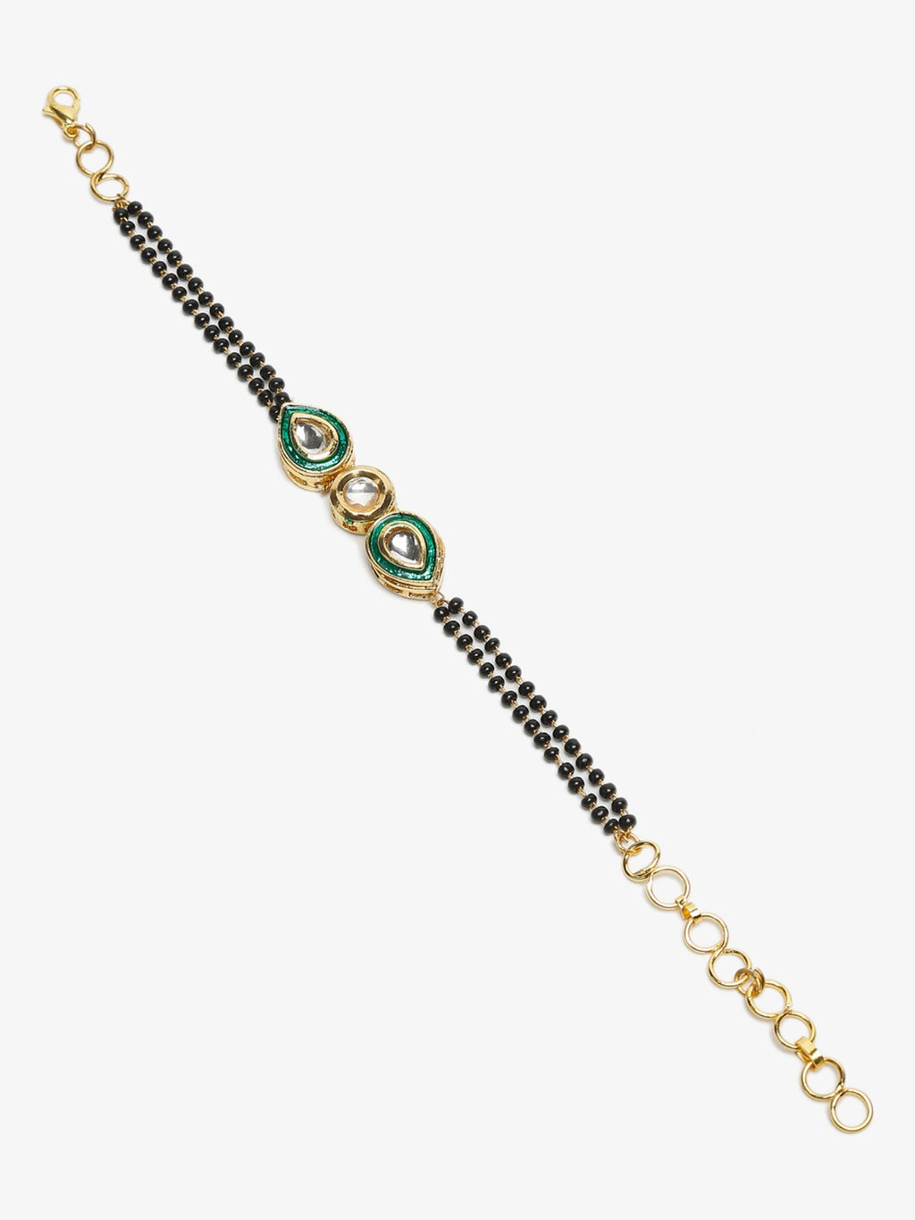 Black Gold-Plated Kundan Bracelet Mangalsutra - Ruby Raang - Distacart