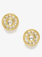 Gold-Toned Contemporary Studs Earrings - Ruby Raang - Distacart
