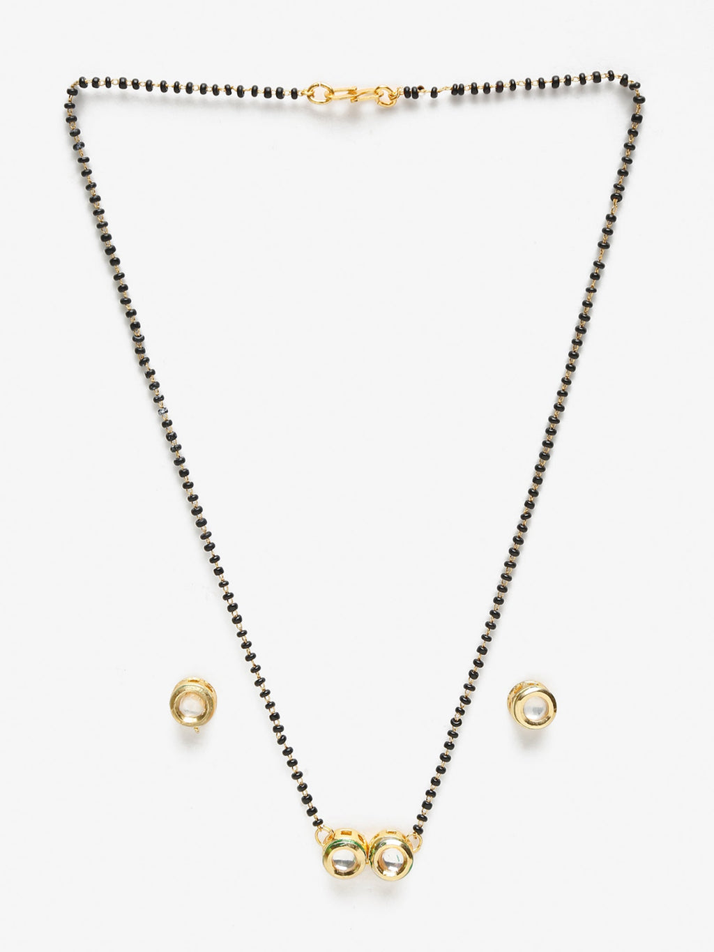 Black Gold-Toned Kundan Mangalsutra With Studs - Ruby Raang - Distacart