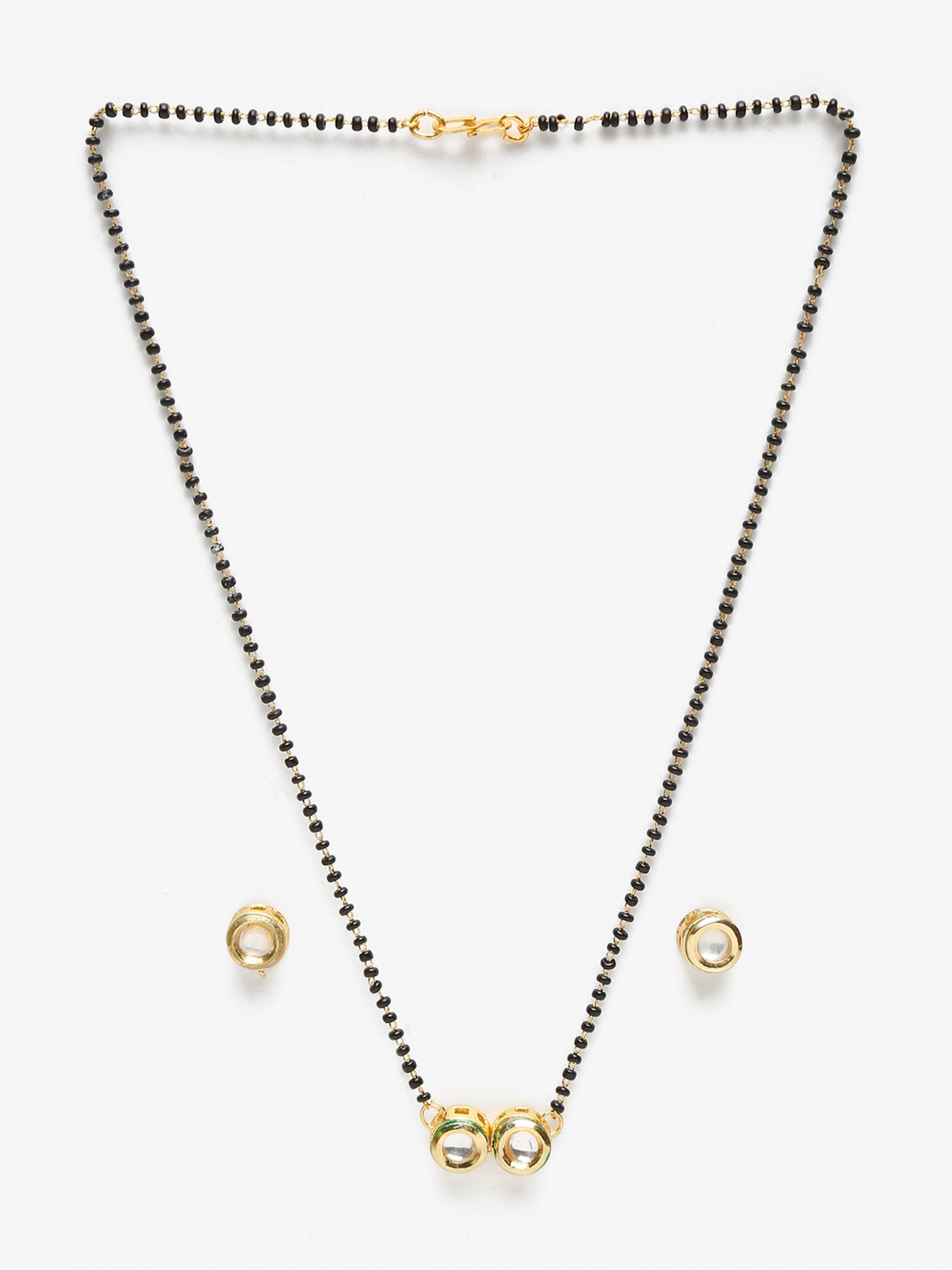 Black Gold-Toned Kundan Mangalsutra With Studs - Ruby Raang - Distacart