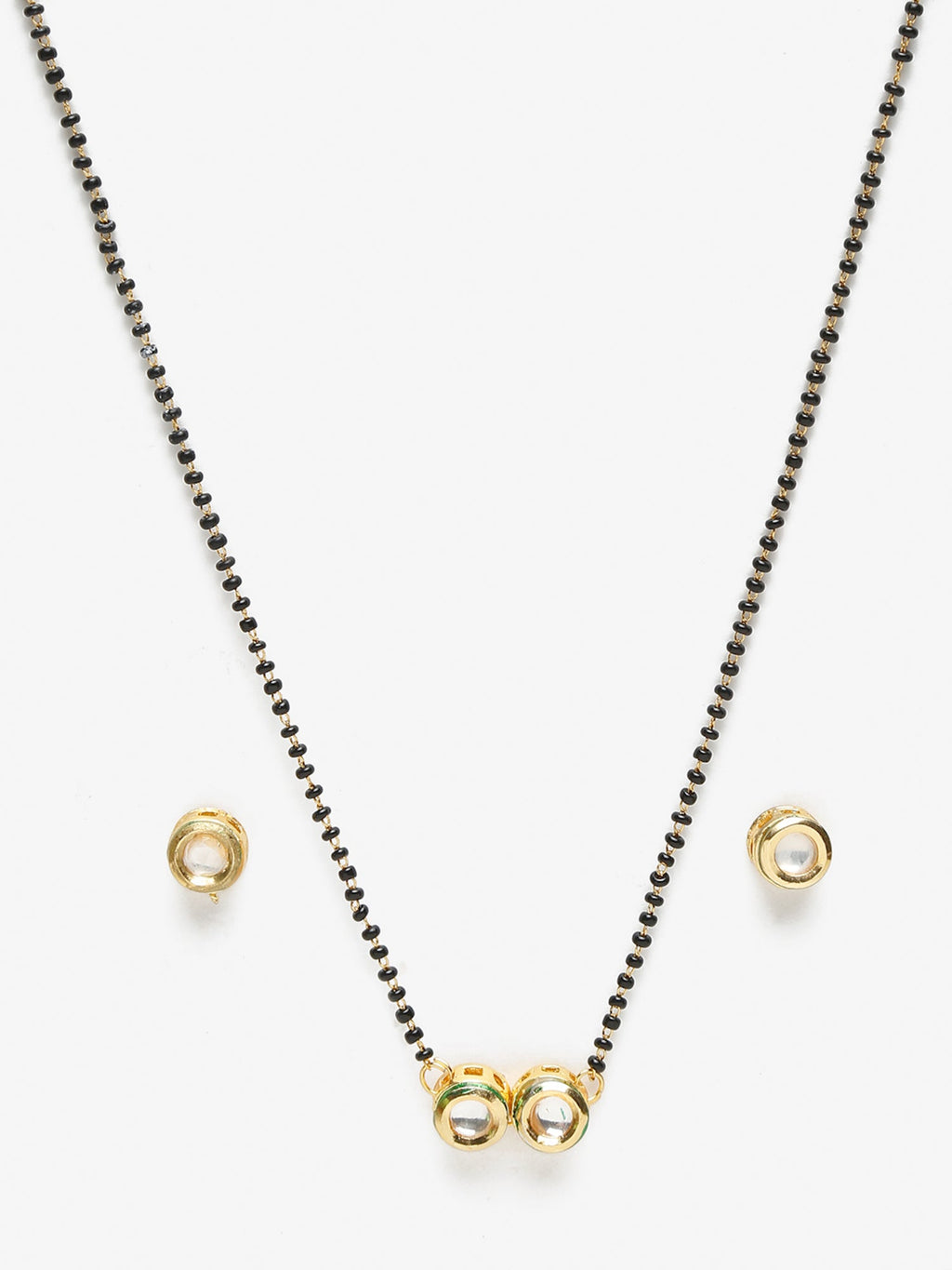 Black Gold-Toned Kundan Mangalsutra With Studs - Ruby Raang - Distacart