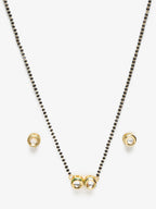 Black Gold-Toned Kundan Mangalsutra With Studs - Ruby Raang - Distacart