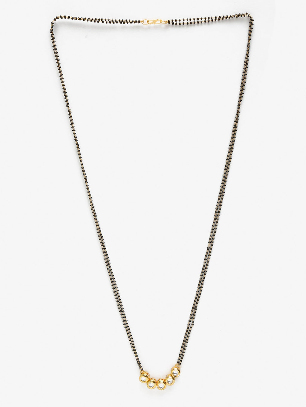 Black Gold-Plated Beaded White Kundan Studded Mangalsutra - Ruby Raang - Distacart