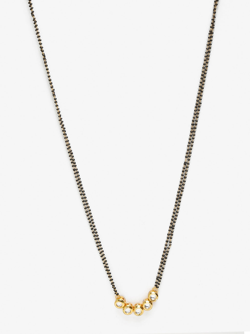 Black Gold-Plated Beaded White Kundan Studded Mangalsutra - Ruby Raang - Distacart