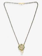Gold-Plated Black Beaded White Kundan Studded Handcrafted Mangalsutra - Ruby Raang - Distacart