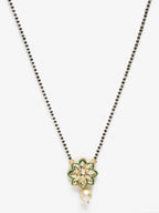 Gold-Plated Black Beaded White Kundan Studded Handcrafted Mangalsutra - Ruby Raang - Distacart