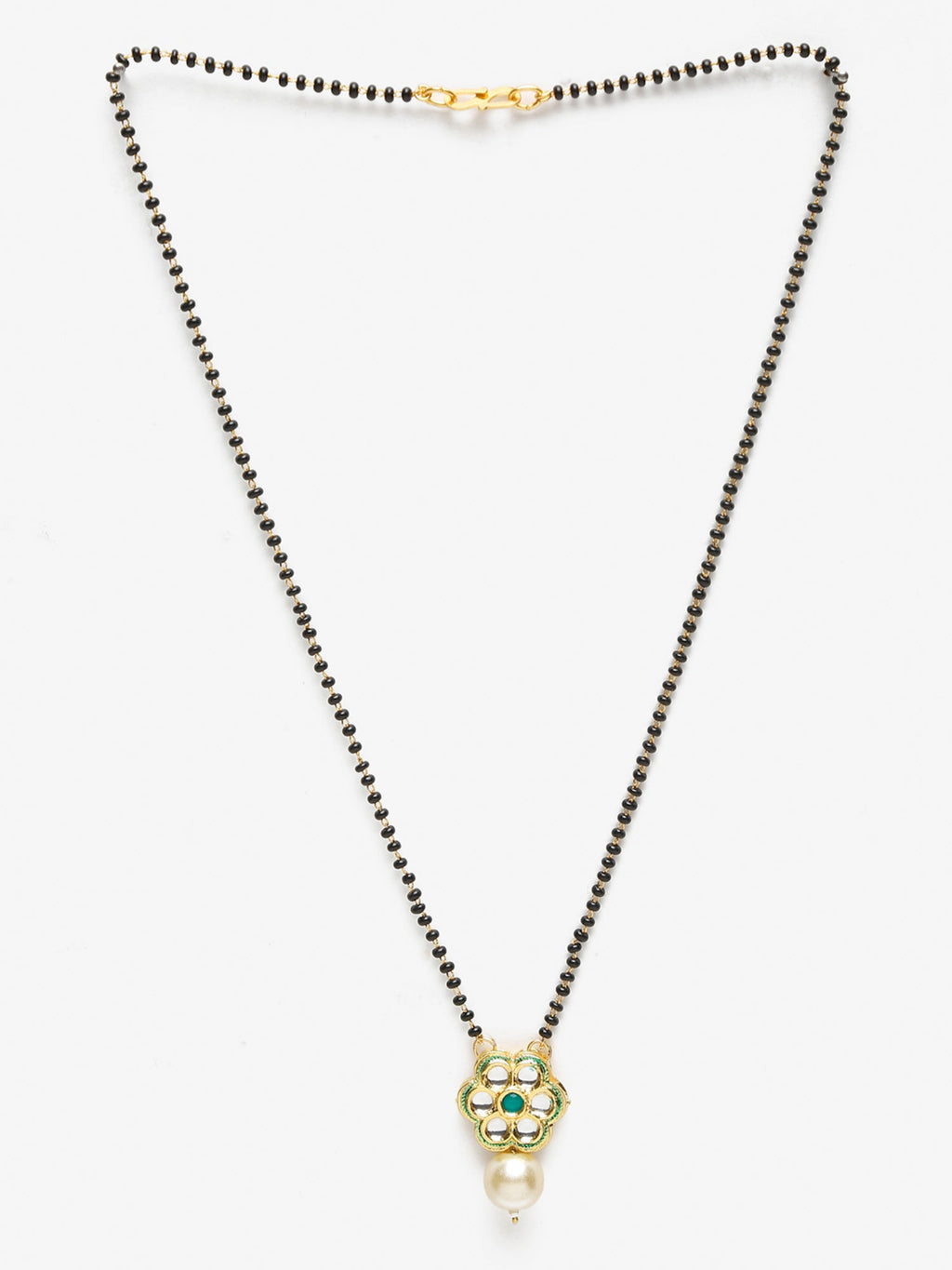 Women's Black Gold Plated Kundan Mangalsutra - Ruby Raang - Distacart
