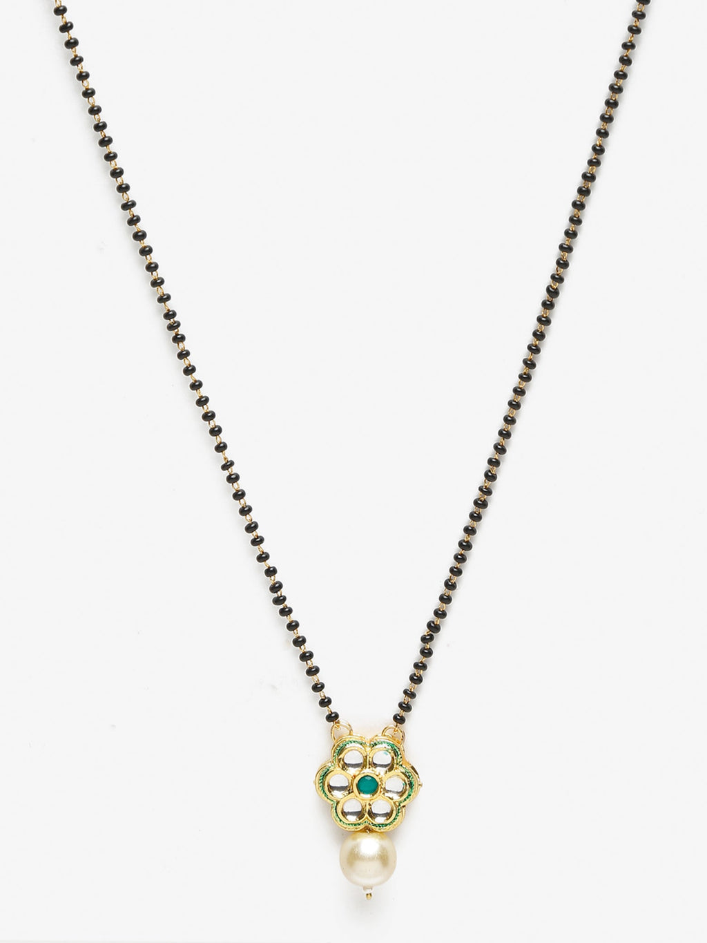 Women's Black Gold Plated Kundan Mangalsutra - Ruby Raang - Distacart
