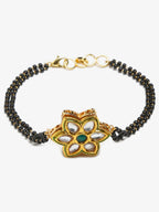 Black Gold-Plated Kundan Studded Mangalsutra Bracelet - Ruby Raang - Distacart