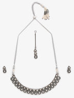 Silver Kundan Choker With Earrings And Maang Tikka - Ruby Raang - Distacart