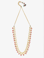 Gold-Plated Pink Kundan Pearls Studded Necklace - Ruby Raang - Distacart