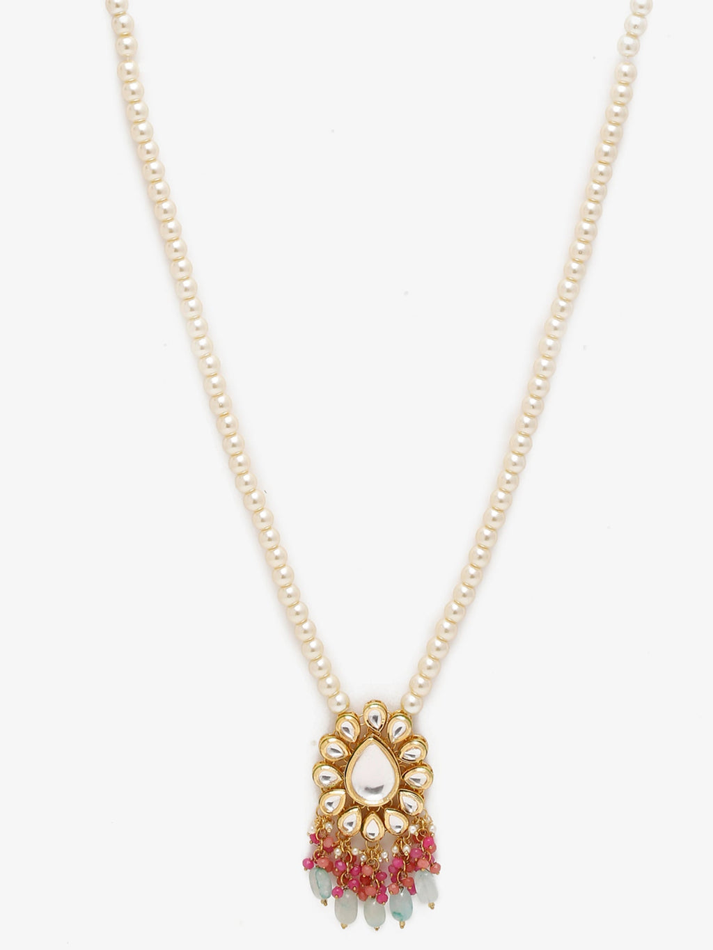 Gold-Toned Pink Gold-Plated Handcrafted Necklace - Ruby Raang - Distacart