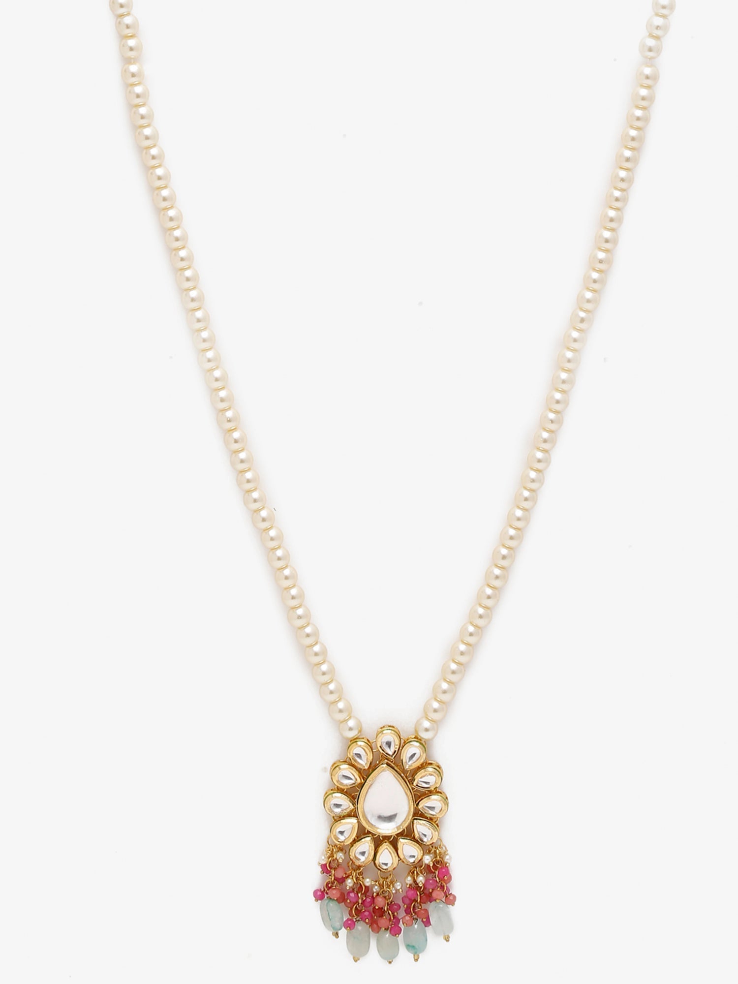 Gold-Toned Pink Gold-Plated Handcrafted Necklace - Ruby Raang - Distacart