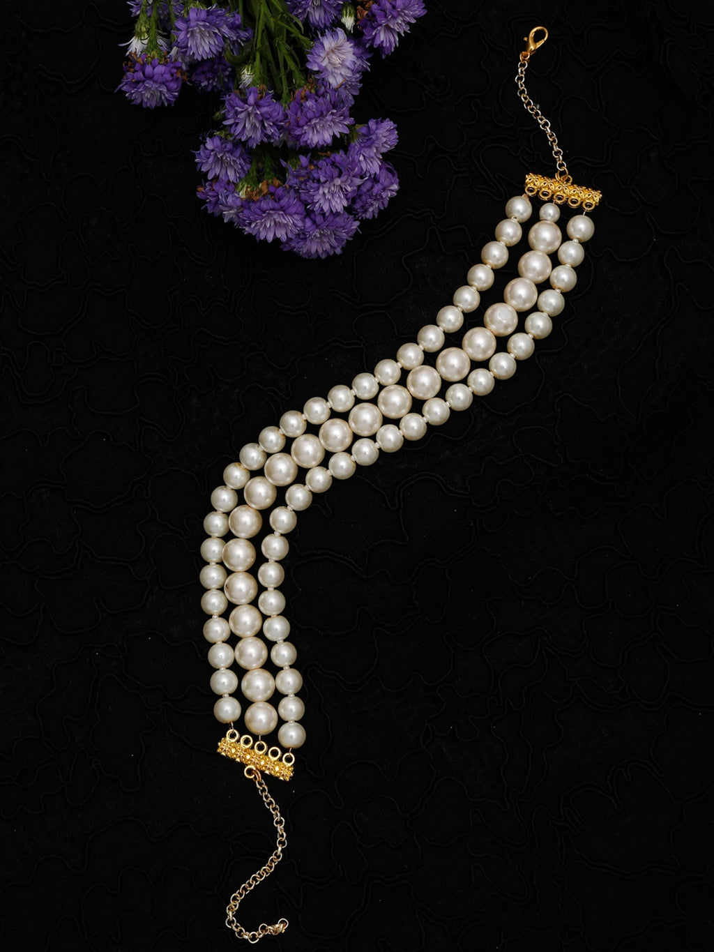 Gold-Toned White Gold-Plated Handcrafted Necklace - Ruby Raang - Distacart