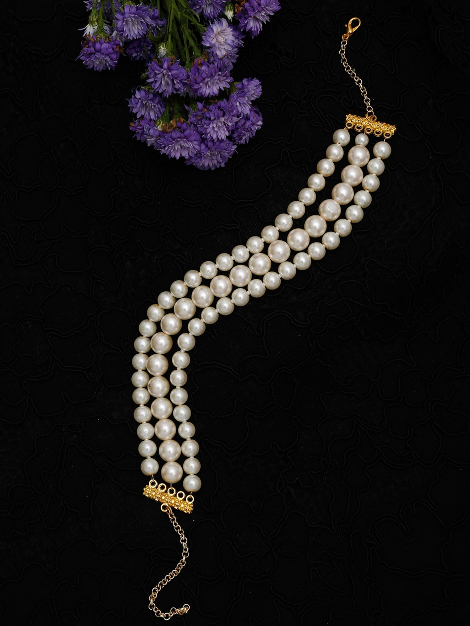 Gold-Toned White Gold-Plated Handcrafted Necklace - Ruby Raang - Distacart